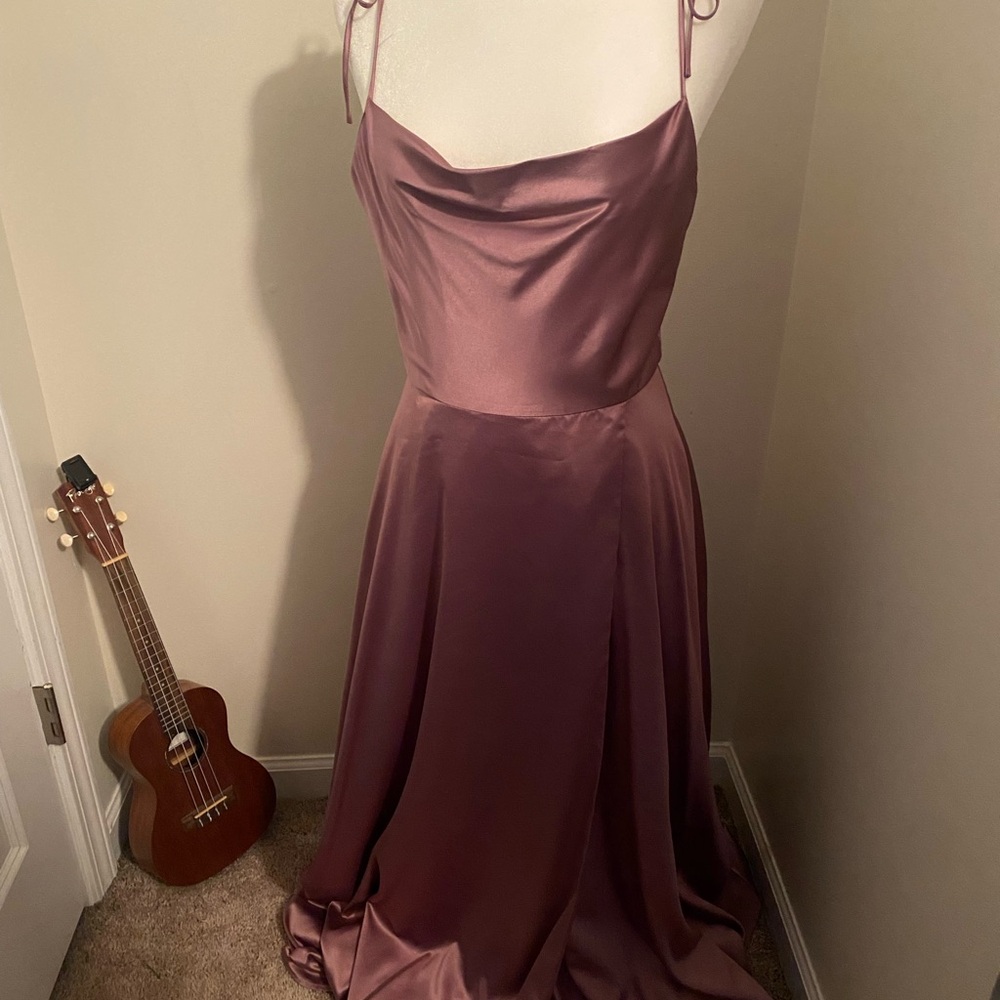 Xtraordinary Purple Slip Gown with Cowl Neck for Prom